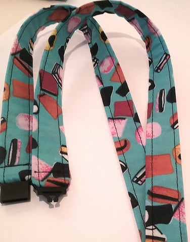 Liquorice sweets on a blue fabric lanyard with safety breakaway landyard id or whistle holder neck strap teacher gift