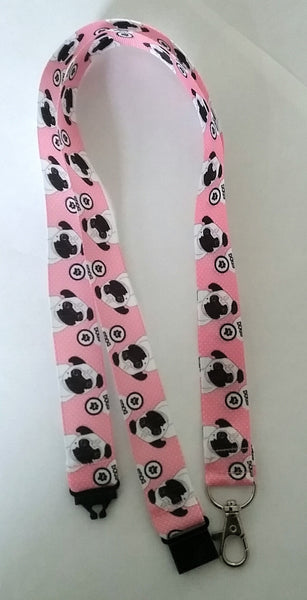 Pink Breakaway Lanyard  3/8 inch pink whistle lanyard attached