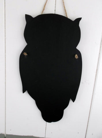 OWL shaped chalk board blackboard wildlife garden kitchen memo message sign