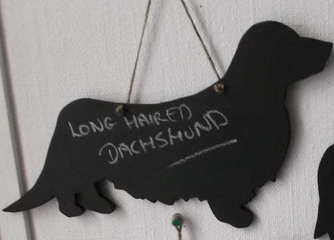 Dachshund Long Haired Dog Shaped Black Chalkboard Christmas Gift Birthday Present