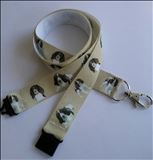 Springer Spaniel brown & white Dog patterned ribbon Lanyard it has a safety breakaway fastener with swivel lobster clasp lanyard id or whistle holder