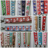 CHRISTMAS LANYARDS santa & snowman red or blue ribbon safety breakaway lanyard id or whistle holder - Tilly Bees