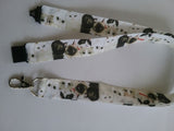 Cat ribbon patterned lanyard with safety breakaway clip landyard id or whistle holder neck strap cats heads on white ribbon pattern - Tilly Bees