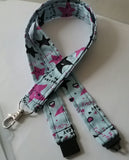 Blue starfish fabric lanyard with safety breakaway landyard id or whistle holder neck strap love happy slogans - Tilly Bees