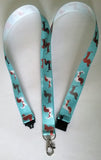 Pink or Turquoise Cartoon Dachshund Daxie Dachs Dog patterned ribbon Lanyard with safety breakaway fastener and swivel lobster clasp lanyard id or whistle holder - Tilly Bees