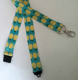 Pineapple pattern ribbon Lanyard with safety breakaway fastener and swivel lobster clasp lanyard id or whistle holder - Tilly Bees
