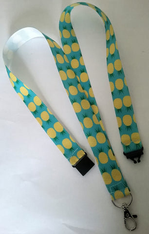 Pineapple pattern ribbon Lanyard with safety breakaway fastener and swivel lobster clasp lanyard id or whistle holder