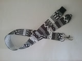 Black & white pattern Lanyard with safety breakaway fastener and swivel lobster clasp lanyard id or whistle holder - Tilly Bees