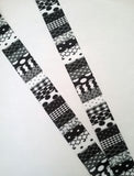 Black & white pattern Lanyard with safety breakaway fastener and swivel lobster clasp lanyard id or whistle holder - Tilly Bees