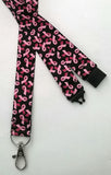 Black with pink ribbons breast cancer ribbon safety breakaway lanyard id or whistle holder - Tilly Bees