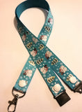 CHRISTMAS LANYARDS Glitter Snowmen Red Pink or Blue ribbon safety breakaway lanyard id holder or whistle holder - Tilly Bees