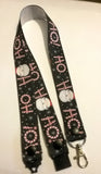 CHRISTMAS LANYARDS HO HO HO Navy or White or a Pony with a santa hat you choose ribbon safety breakaway lanyard id holder / whistle holder - Tilly Bees