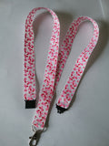 White with pink ribbons breast cancer ribbon safety breakaway lanyard id or whistle holder - Tilly Bees