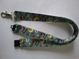 Grey halloween themed ribbon safety breakaway lanyard id or whistle holder witch bat - Tilly Bees