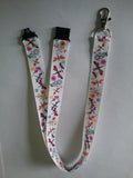 NEW dragonfly patterned ribbon lanyard made with a safety breakaway id or whistle holder with swivel lobster clasp - Tilly Bees