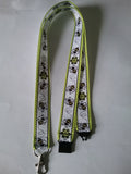 Honey bee with yellow border patterned ribbon lanyard made with a safety breakaway id or whistle holder with swivel lobster clasp - Tilly Bees