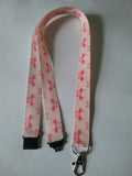 Pink flamingo walking pink ribbon safety breakaway lanyard id or whistle holder - Tilly Bees