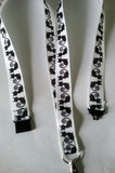 Cat silhouette ribbon lanyard with safety breakaway clip landyard id or whistle holder neck strap black cat pattern - Tilly Bees