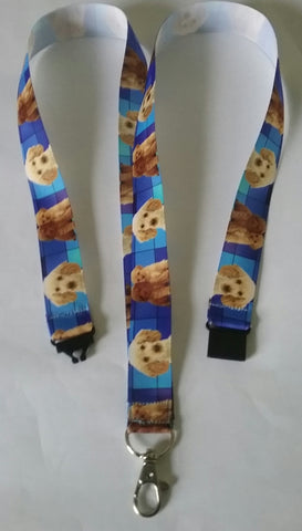 Cockerpoo Dog patterned ribbon Lanyard it has a safety breakaway fastener with swivel lobster clasp lanyard id or whistle holder