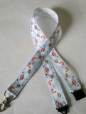 Unicorn pattern ribbon Lanyard with safety breakaway fastener and swivel lobster clasp lanyard id or whistle holder - Tilly Bees