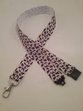 Dog silhouettes natural coloured ribbon lanyard made with a safety quick release breakaway id or whistle holder with swivel lobster clasp - Tilly Bees
