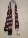 Yorkshire terrier dog, Yorkie on navy ribbon lanyard made with a safety quick release breakaway id or whistle holder with swivel lobster clasp - Tilly Bees