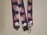 Christmas Jolly Snowmen ribbon lanyard made with a safety quick release breakaway id or whistle holder with swivel lobster clasp - Tilly Bees