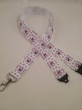 I Love French Bulldog patterned ribbon Lanyard it has a safety breakaway fastener with swivel lobster clasp lanyard id or whistle holder - Tilly Bees