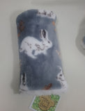 Seat belt cover luggage strap handle wrap super soft grey rabbit fleece fabric cream fleece on the back - Tilly Bees