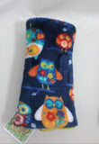 Seat belt cover luggage strap handle wrap owl patterned fleece fabric redfleece - Tilly Bees