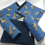 Seat belt cover luggage strap handle wrap diggers construction tractors on navy cotton fabric navy fleece - Tilly Bees
