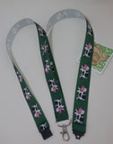Cartoon cows on green ribbon Lanyard with safety breakaway fastener with swivel lobster clasp lanyard ID holder whistle holder - Tilly Bees