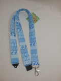 Porpoise Dolphin starfish on blue Ribbon Lanyard with safety breakaway fastener patterned id holder keyring - Tilly Bees
