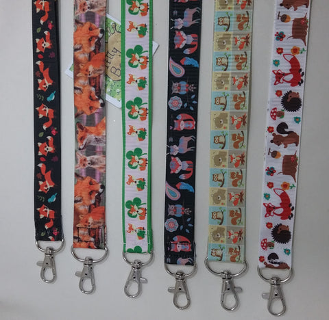 Fox ribbon lanyard with safety breakaway and lobster clasp lanyard ID holder great gifts for students