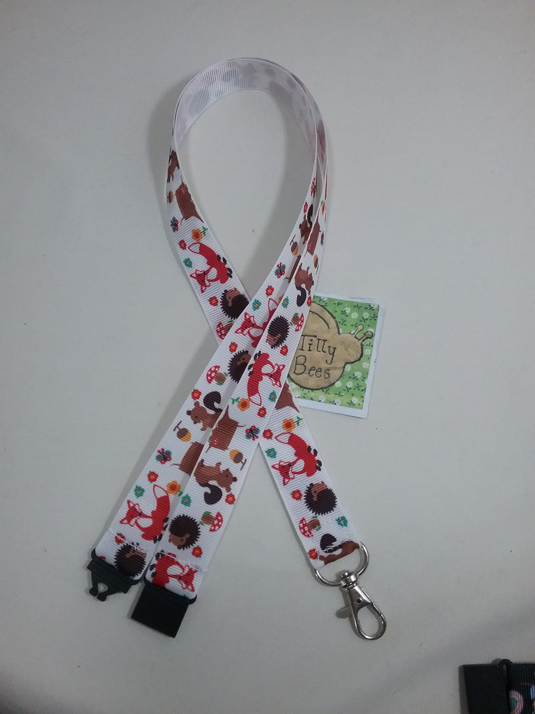 Fox ribbon lanyard with safety breakaway and lobster clasp lanyard ID holder great gifts for students - Tilly Bees