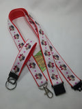 Pug dog pattern lanyard + key fob set Safety breakaway id or whistle holder neck strap dog lover gift - Tilly Bees