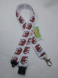 Elephants on white ribbon safety breakaway lanyard id or whistle holder Paisley patterns - Tilly Bees