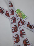 Elephants on white ribbon safety breakaway lanyard id or whistle holder Paisley patterns - Tilly Bees