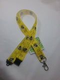 Bright Yellow Honey bee or Bumble Bee ribbon Lanyard it has a safety breakaway fastener with swivel lobster clasp lanyard id or whistle holder - Tilly Bees
