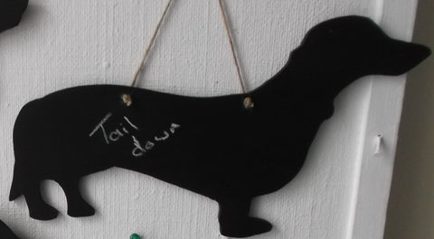 Dachshund Tail Down Dog Shaped Black Chalkboard Christmas Birthday gift present pet supplies