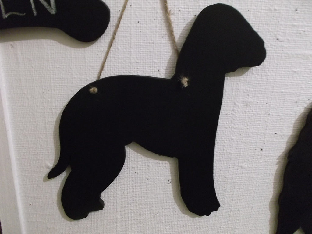 Bedlington Terrier Dog Black Chalkboard can be made as a lead holder too - Tilly Bees
