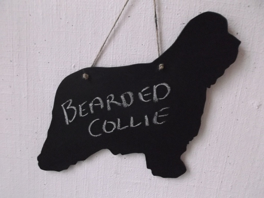 Bearded Collie Dog Shaped Chalkboard Blackboard memo message board larger size 16 x 13 inch - Tilly Bees