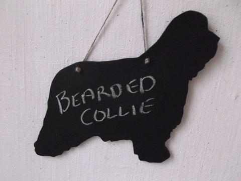 Bearded Collie Dog Shaped Chalkboard Blackboard memo message board larger size 16 x 13 inch