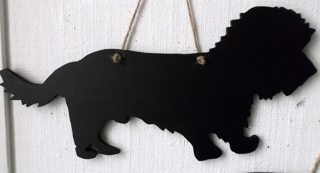 Dandie Dinmont Terrier puppy Dog Shaped Black Chalkboard gift present pet supplies - Tilly Bees