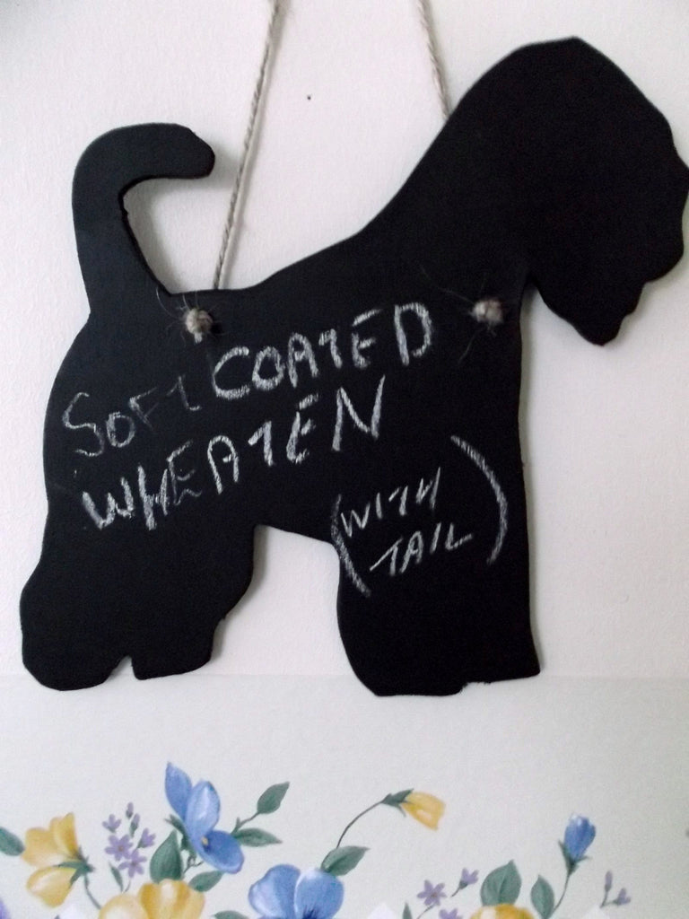 Wheaten Soft Coated with tail Dog Shaped Black Chalkboard Christmas Birthday gift present pet supplies - Tilly Bees