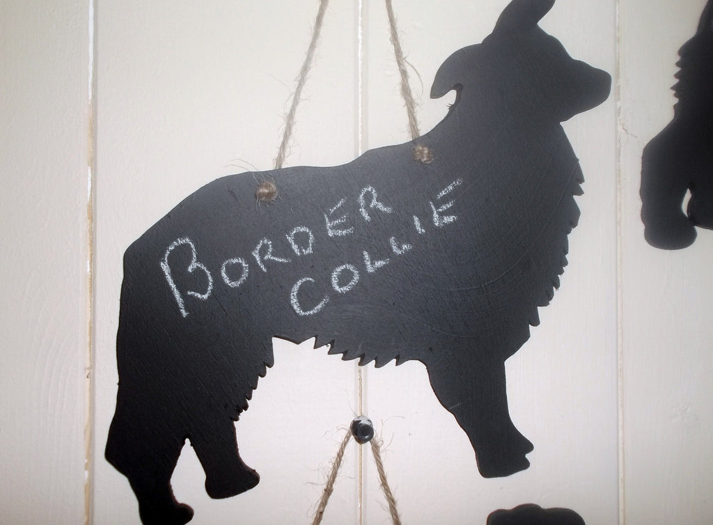 New shape Border Collie / Sheep Dog - Dog Shaped Black Chalkboard unique handmade gift - Tilly Bees