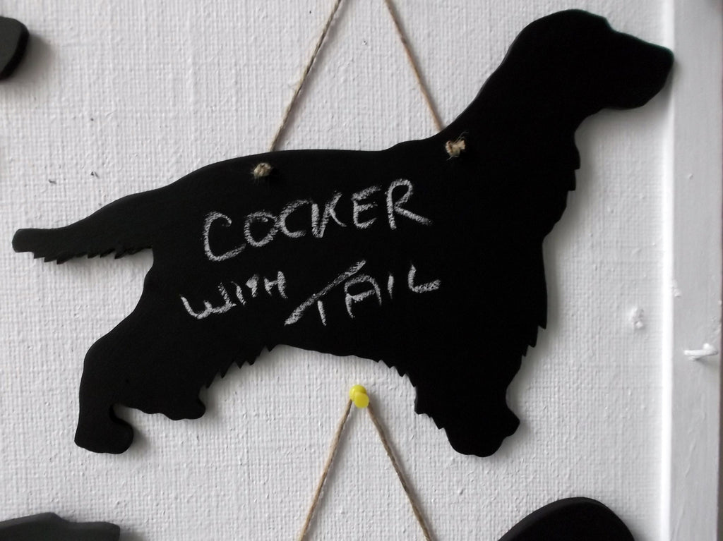 Cocker Spaniel Dog With Tail Shaped Black Chalkboard  Christmas or Birthday gift - Tilly Bees