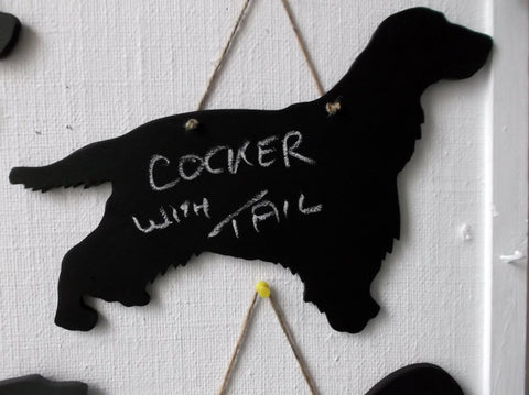 Cocker Spaniel Dog With Tail Shaped Black Chalkboard  Christmas or Birthday gift