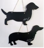 Dachshund like a mini with it's tail up Dog Shaped Black Chalkboard gift present - Tilly Bees
