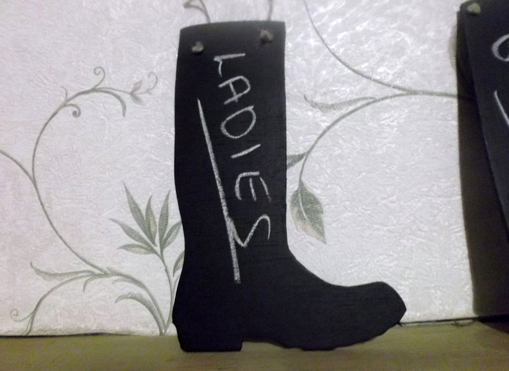 Welly Wellington chalkboard lady ladies boot farm farming unique memo message Toilet door sign - Tilly Bees